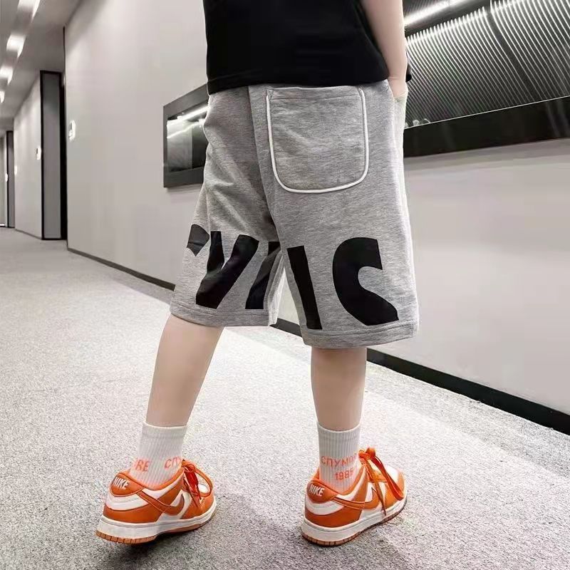 P summer pants new middle-aged and older children's summer middle pants boys thin sweatpants 74.2% COTTON