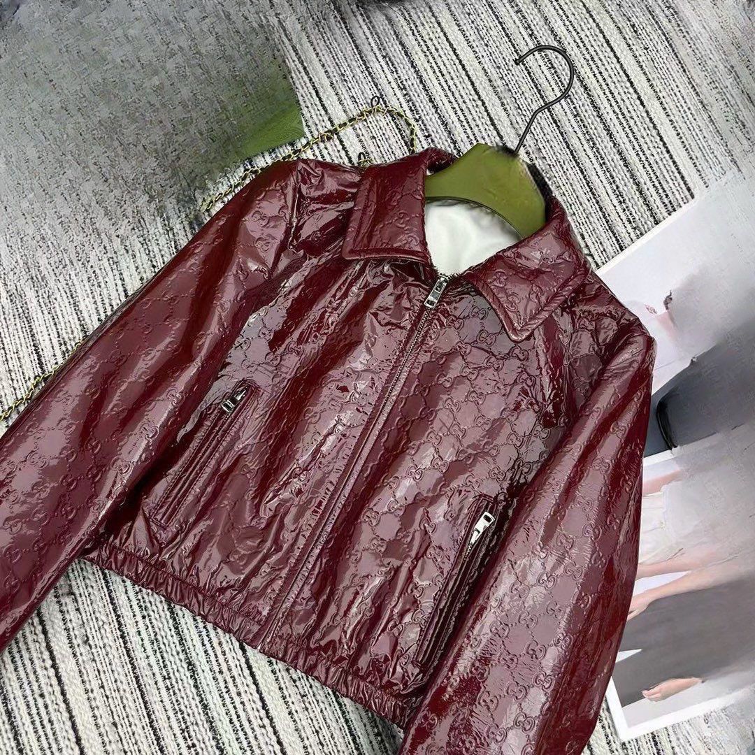 P patent leather short PU leather jacket
