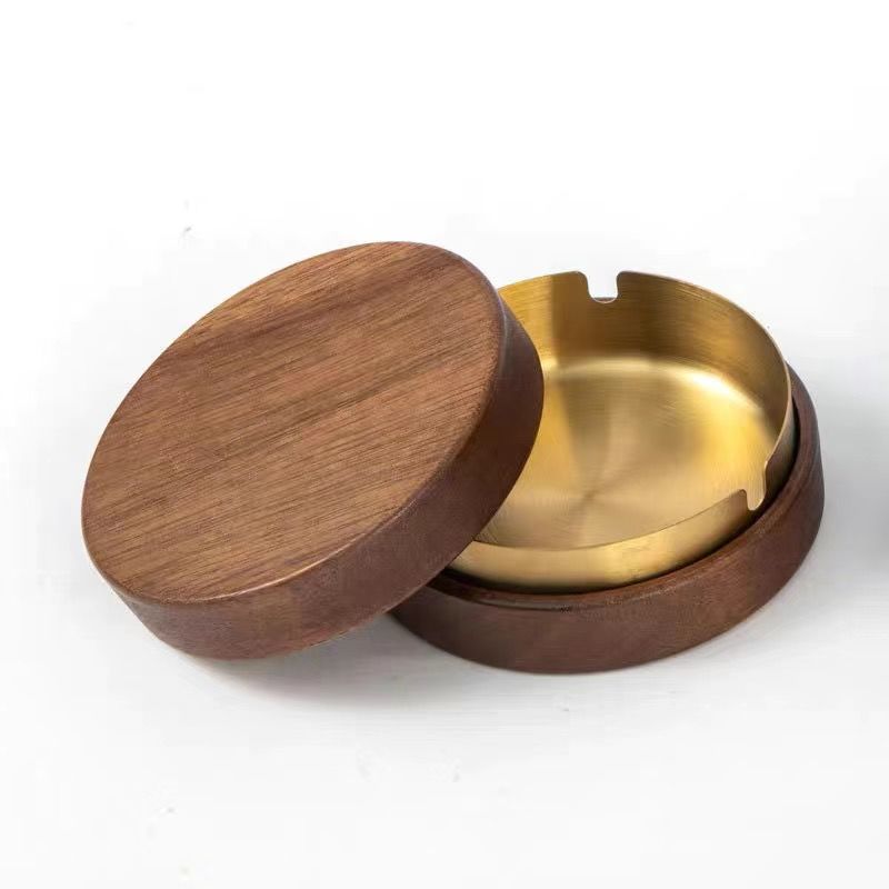 P walnut solid wood ashtray