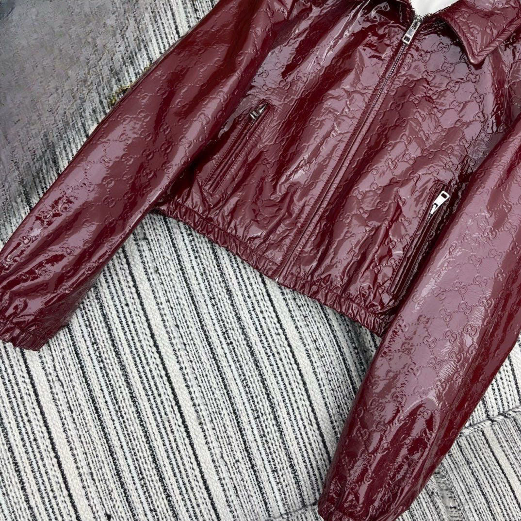 P patent leather short PU leather jacket