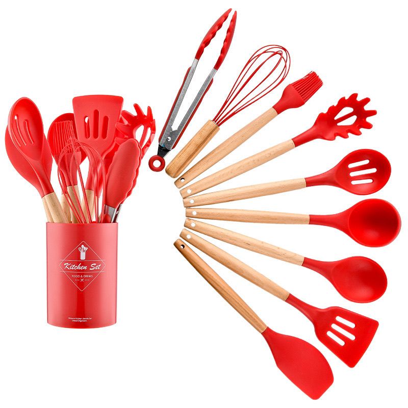 PP handle silicone kitchenware 12 piece set non-stick spatula cooking tools