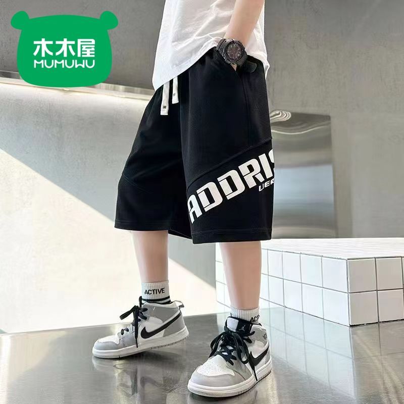 P boys shorts summer thin five-point pants loose children's knee sweatpants