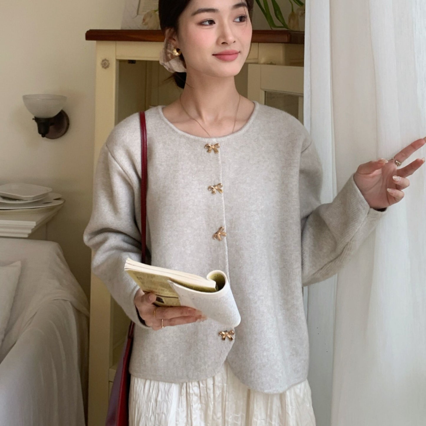 P Butterfly Button Sweater