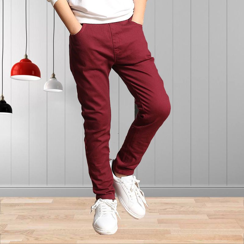 B3-M35 children's pants 95% cotton elastic wear-resistant elastic slim straight trousers 4-16 years old - Mixbatch