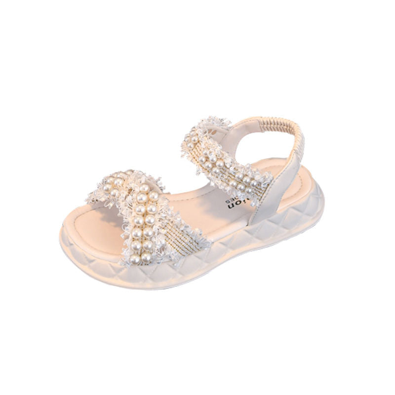 P summer new sandals girls open-toed Korean version princess small fragrant wind pearl single shoes trendy cute little big children's shoes