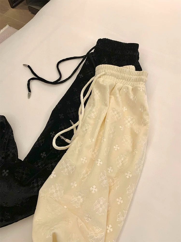 P Velvet embossed trousers