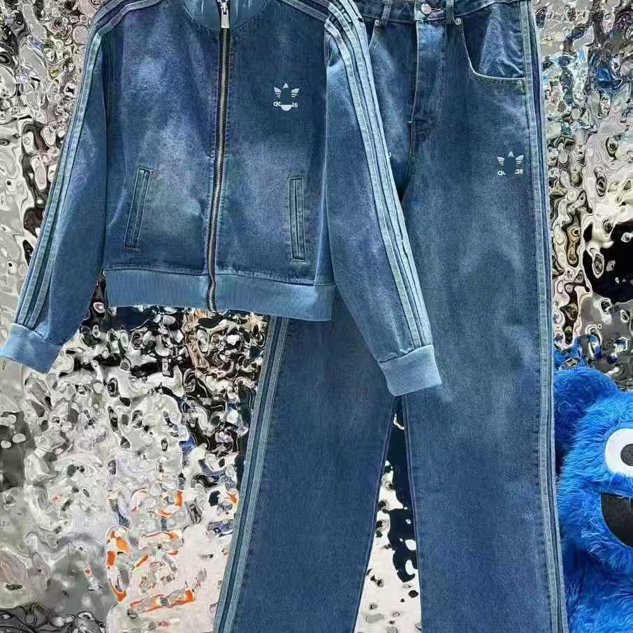 P denim jacket two-piece set