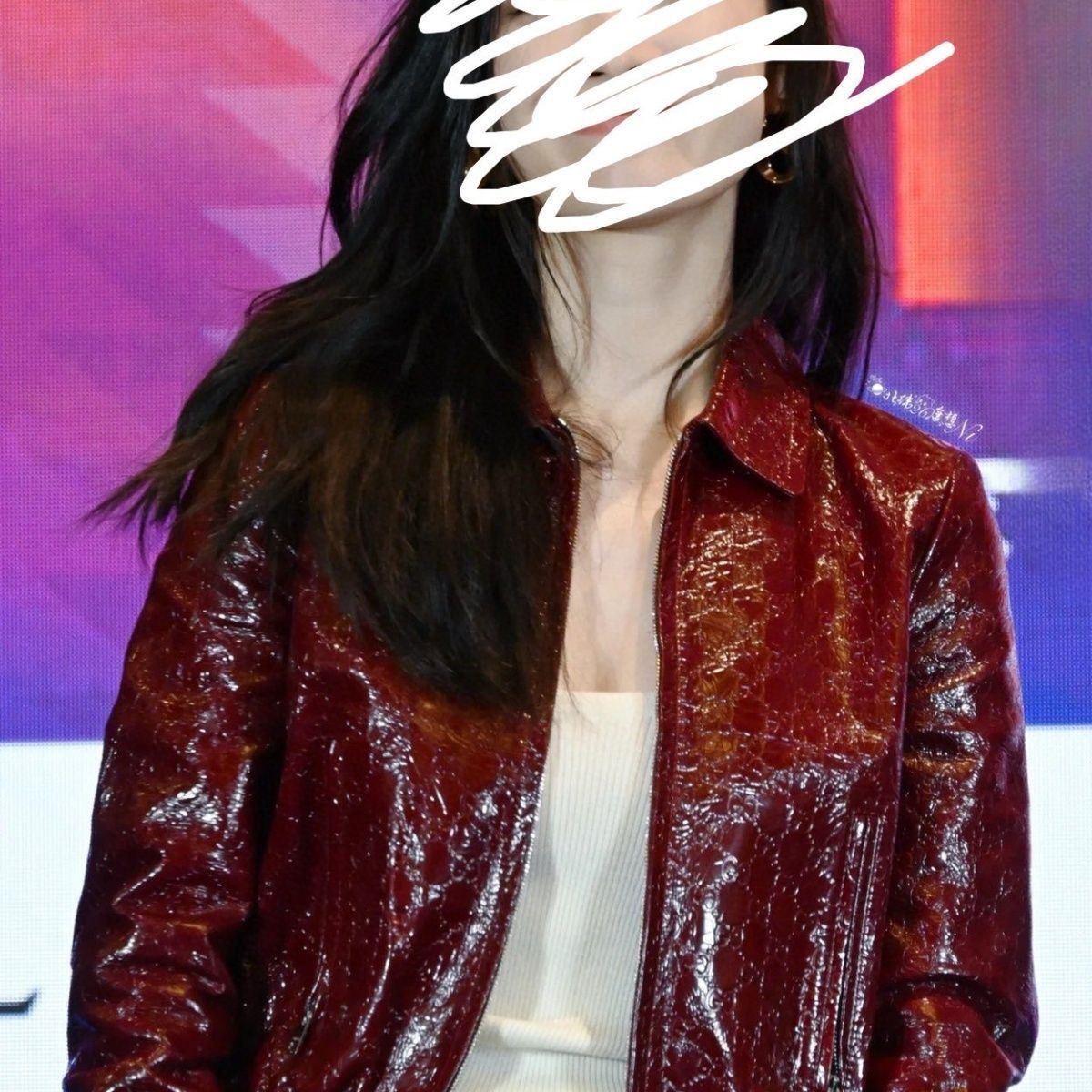 P patent leather short PU leather jacket