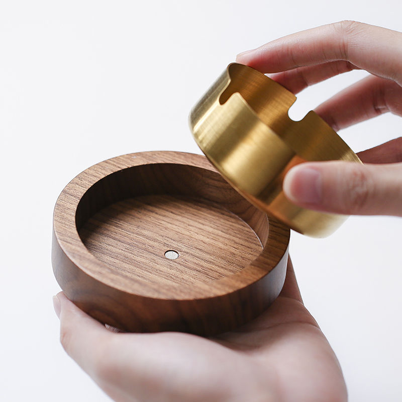 P walnut solid wood ashtray