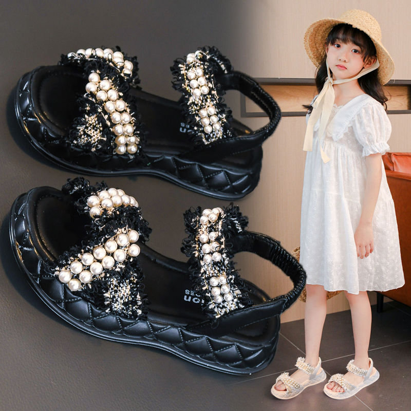 P summer new sandals girls open-toed Korean version princess small fragrant wind pearl single shoes trendy cute little big children's shoes