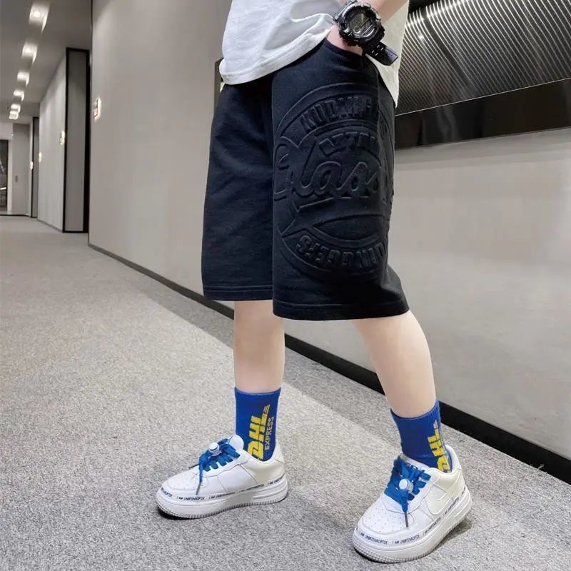 P children's clothing summer thin cotton medium and older children's five-point pants boys' medium pants summer clothing foreign style