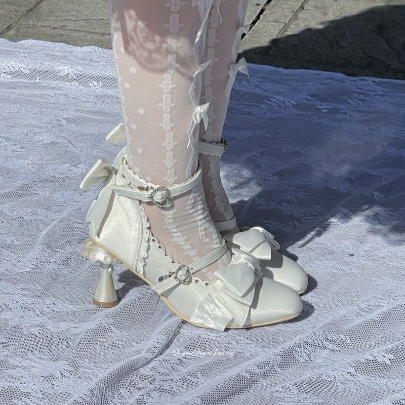 P lolita bow lace high heels