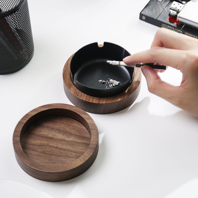 P walnut solid wood ashtray