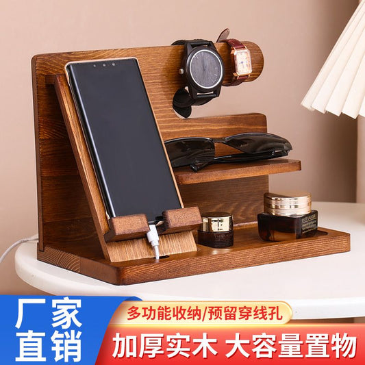 P Black Walnut Storage Rack Watch Mobile Phone Shelf
