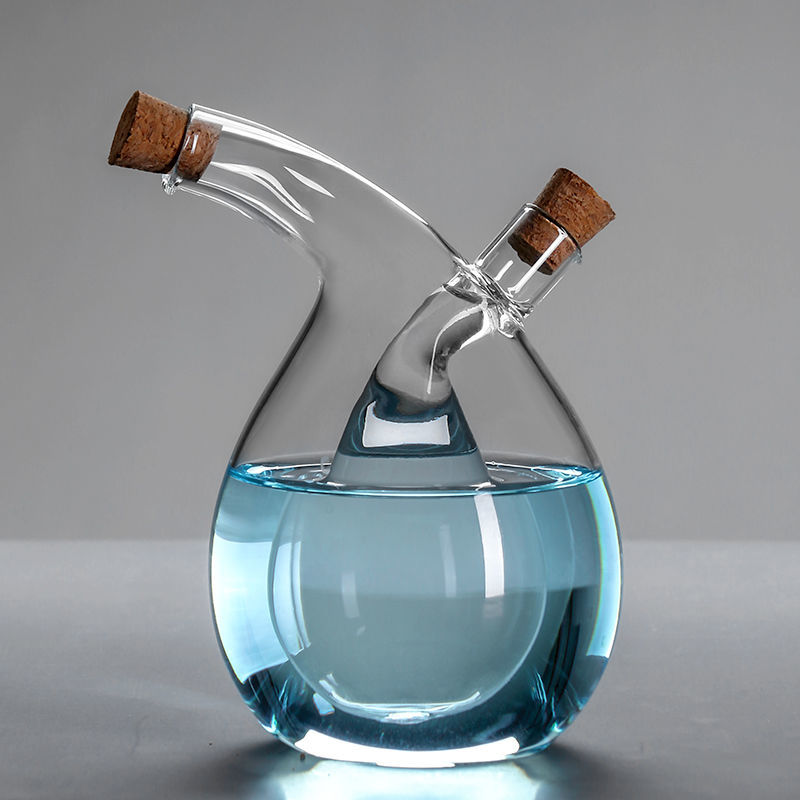 Double layered glass creative oil pot, olive oil leak proof, one pot, dual-purpose, double mouth seasoning bottle, kitchen dual-purpose soy sauce vinegar bottle - Mixbatch