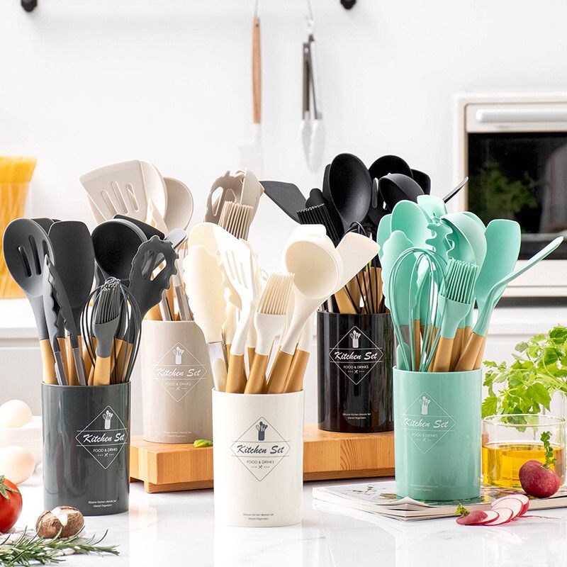 PP handle silicone kitchenware 12 piece set non-stick spatula cooking tools