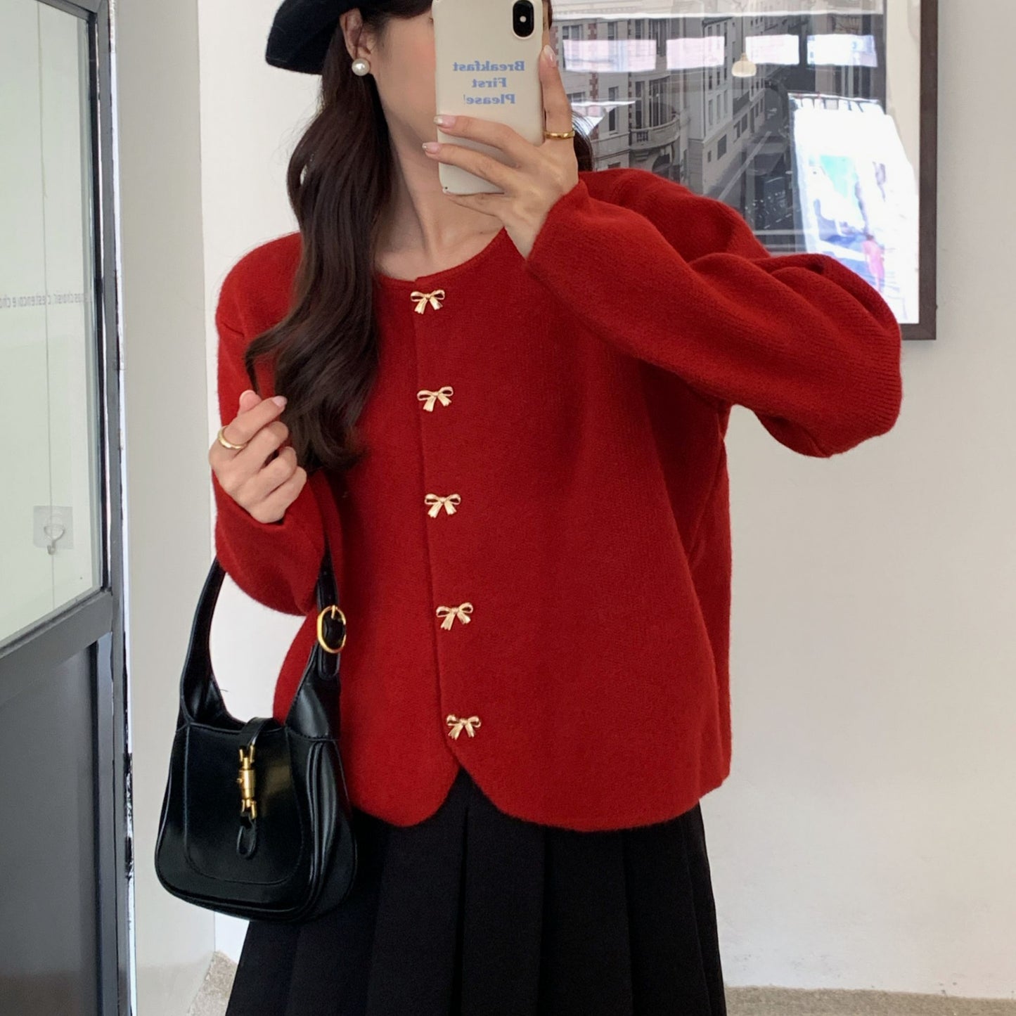 P Butterfly Button Sweater