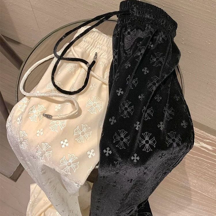 P Velvet embossed trousers