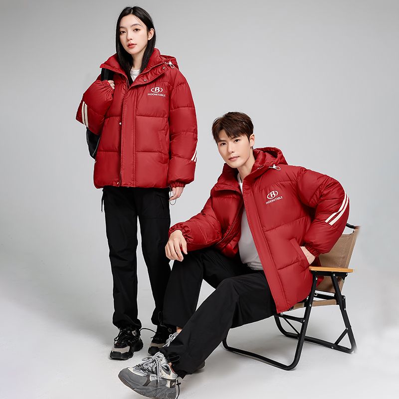 A new American winter striped couple thickened loose cotton-padded jacket bread warm and explosive cotton-padded jacket