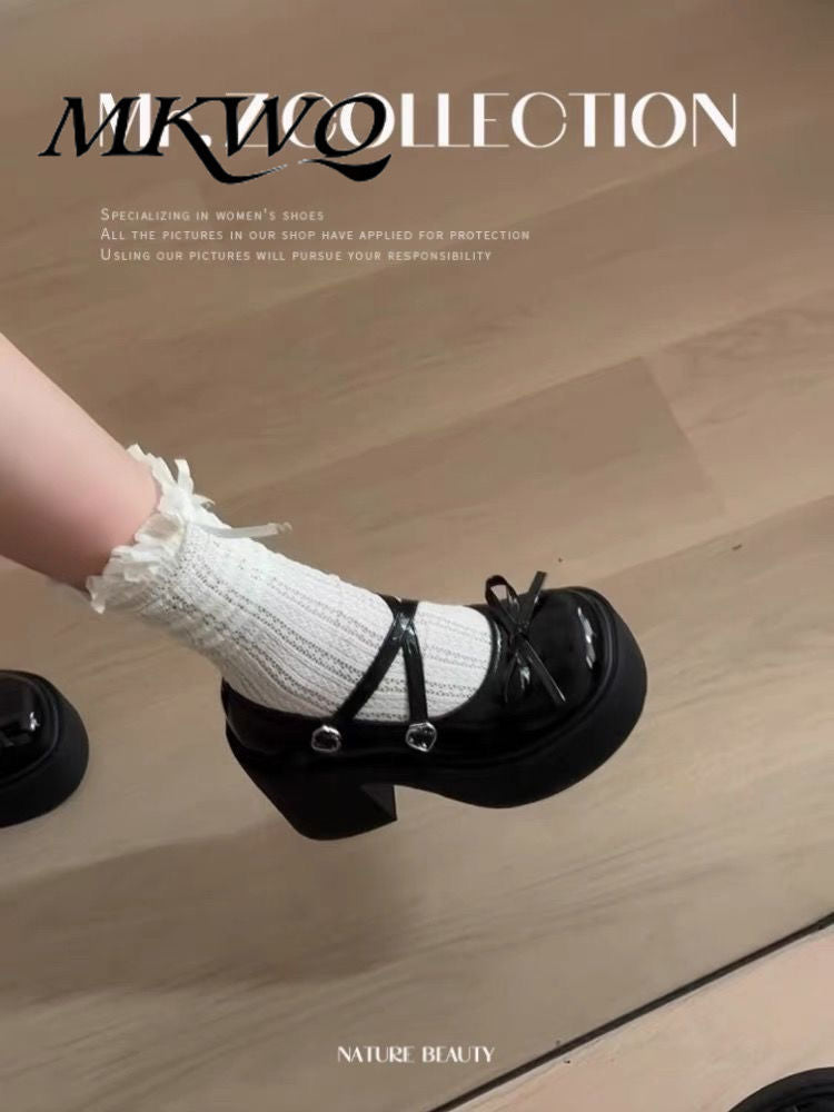 P lolita bow lace high heels