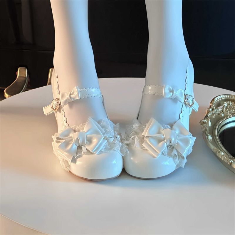 P lolita bow lace high heels