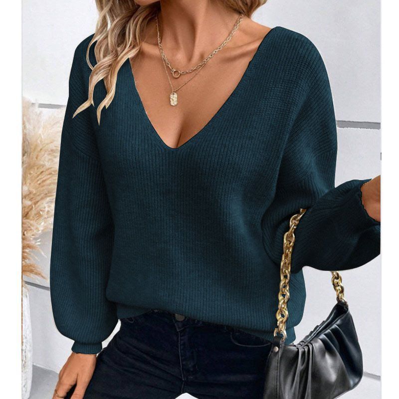 P V-neck solid color sweater