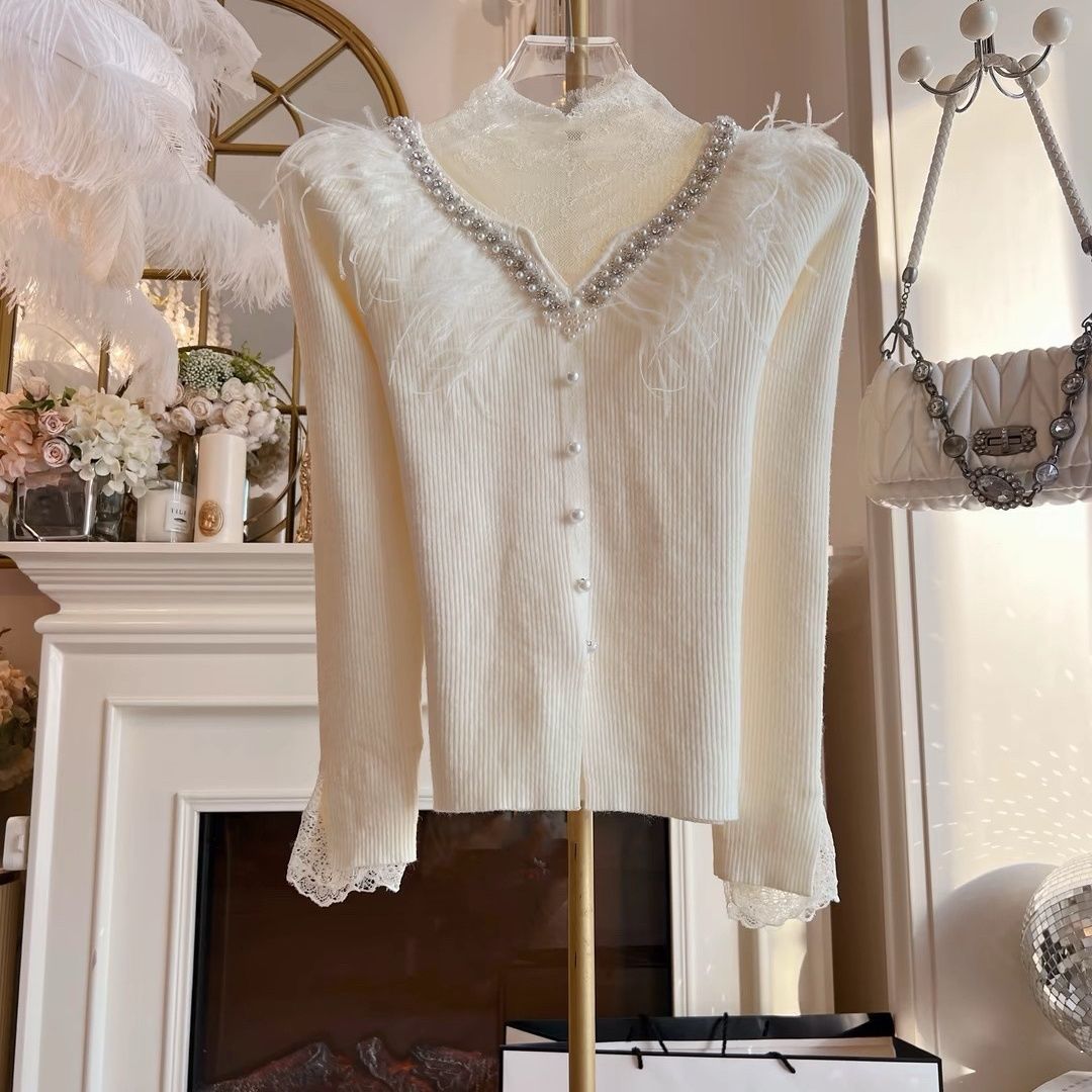 P beaded feather jacket