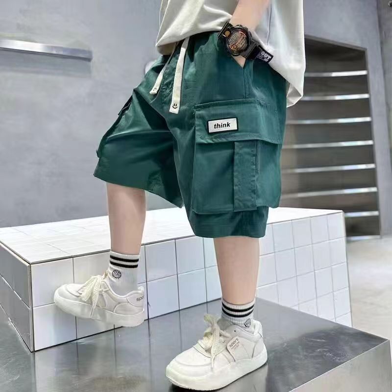 P boys tooling five-point pants summer new loose foreign style children's shorts summer casual children's boys pants
