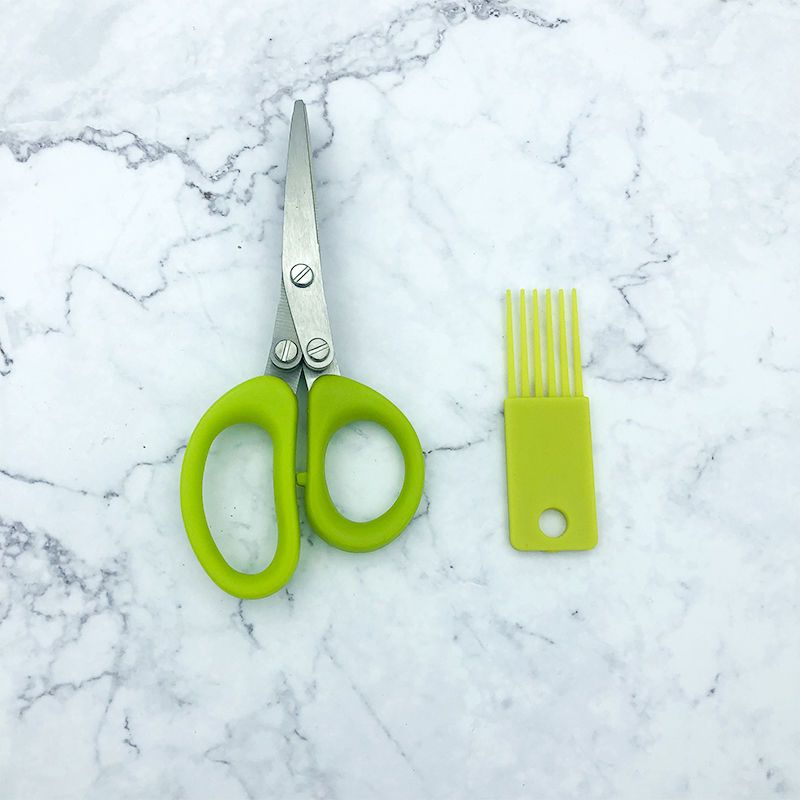 Green onion scissors artifact stainless steel five-layer multifunctional shears pepper artifact non-spicy eye scissors kitchen coriander scissors - Mixbatch