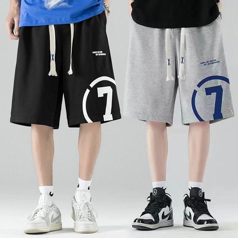 P boys summer Internet celebrity shorts medium pants cotton elastic five-point pants
