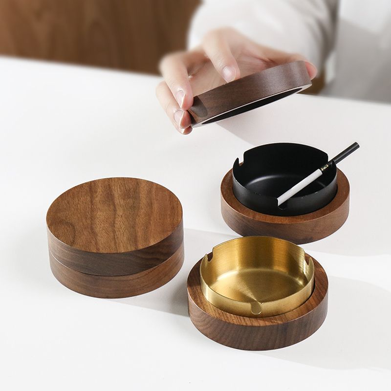 P walnut solid wood ashtray