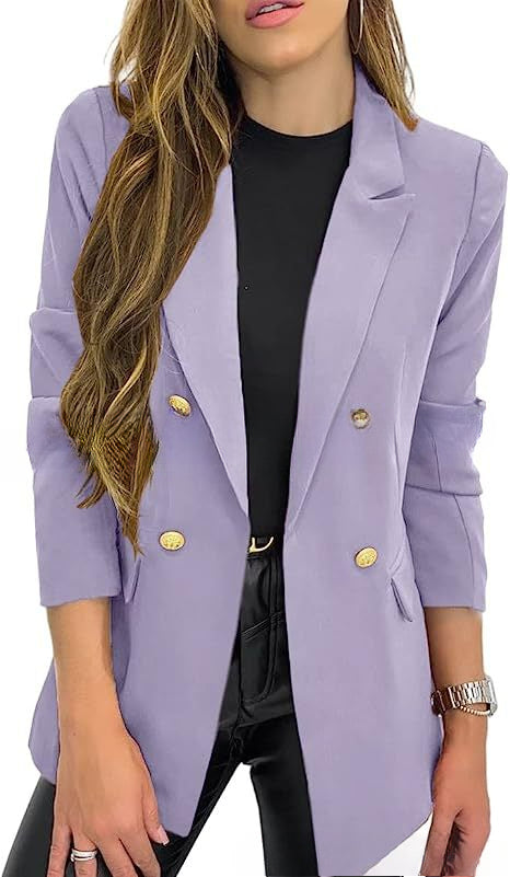 A Amazon foreign trade cross-border new small blazer women's solid color casual long-sleeved lapel button jacket