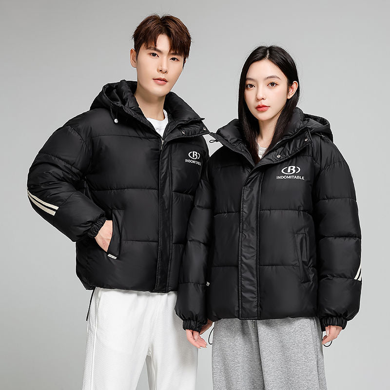 A new American winter striped couple thickened loose cotton-padded jacket bread warm and explosive cotton-padded jacket