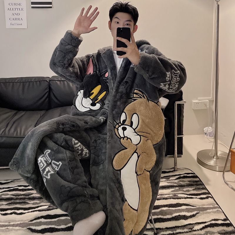 P men's coral fleece autumn and winter cartoon