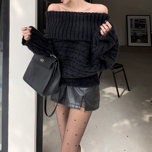 P Fashion and sexy design twist sweater women's gentle lazy style knitted sweater soft waxy loose pullover top women's trend