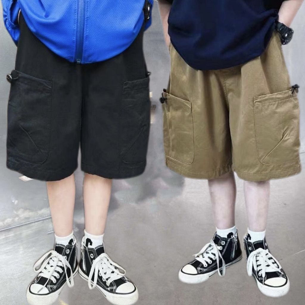 P summer new boys tooling pure cotton shorts thin boys five-point pants middle pants wearing foreign trend