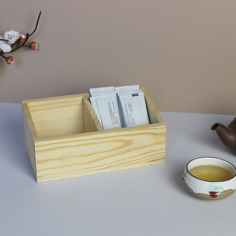 P Solid wood compartment storage box Item box