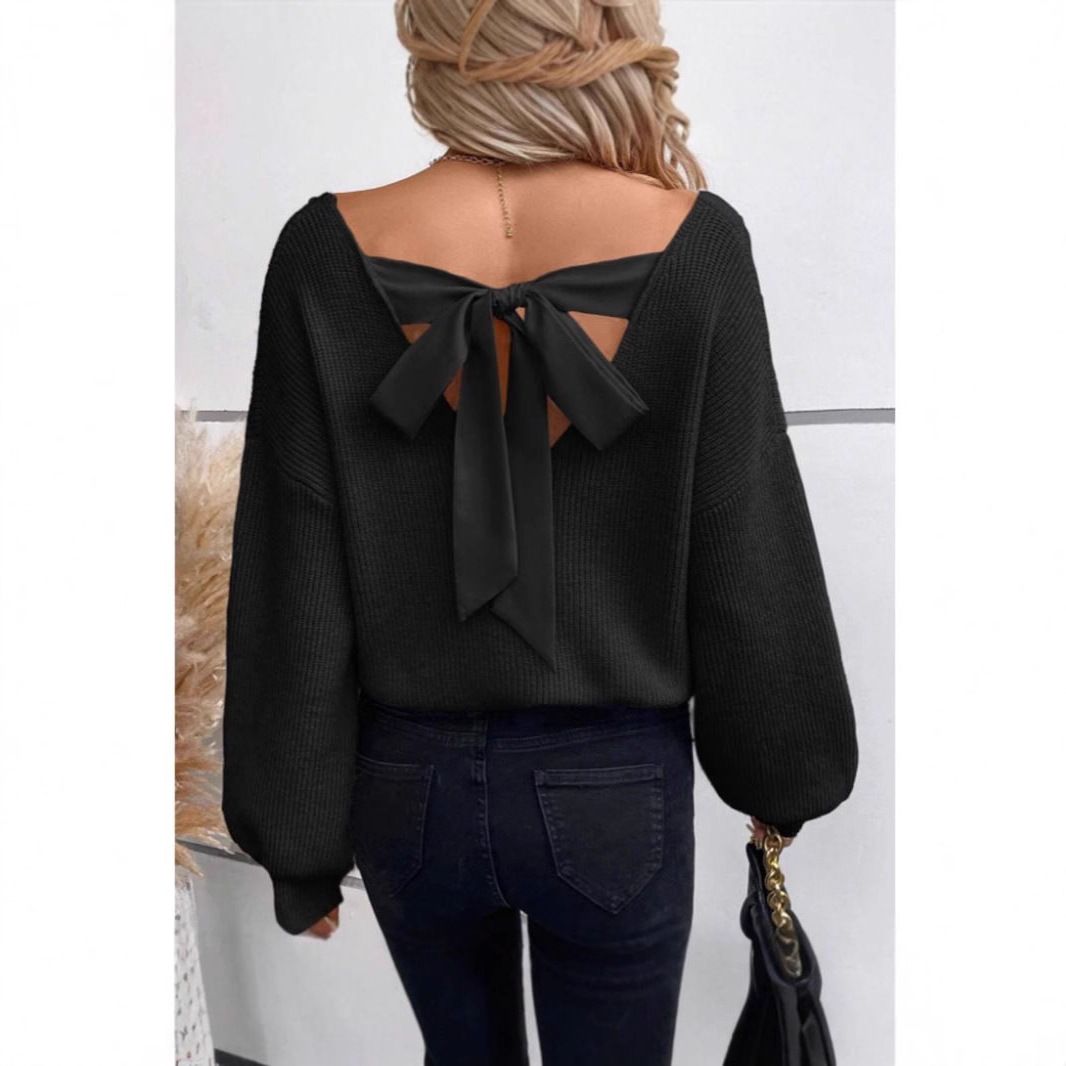 P V-neck solid color sweater
