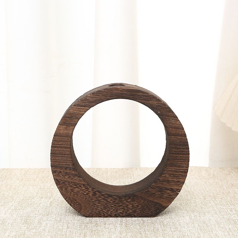 P Solid wood small vase Hydroponic ornament Flower arrangement glass test tube vase