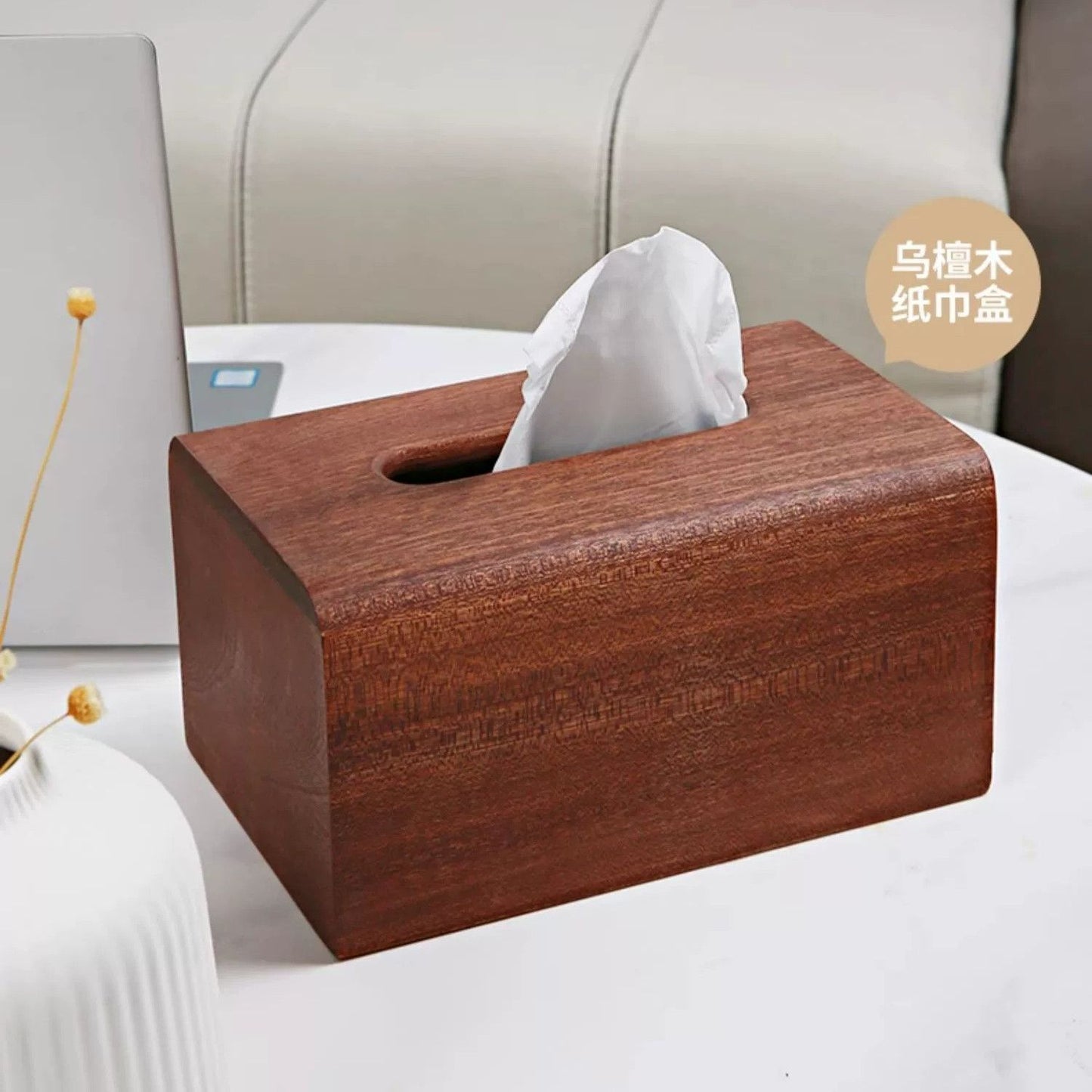P ebony solid wood tissue box