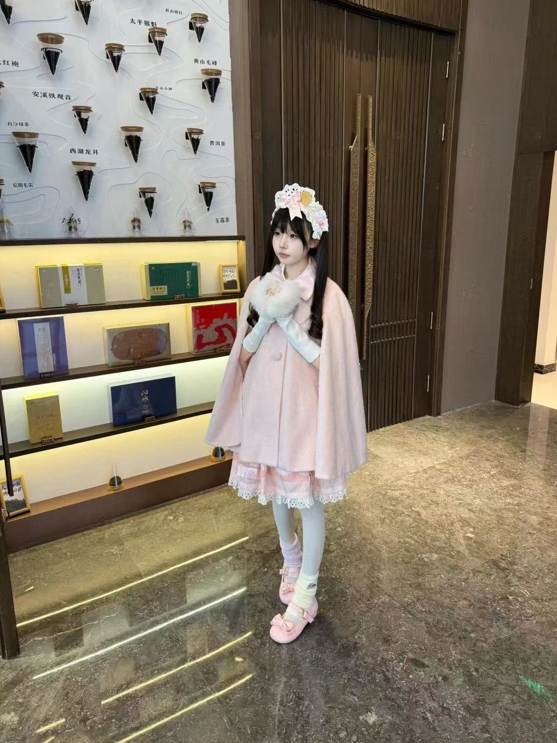 P loose cloak jacket winter new loose lazy fashionable bow top