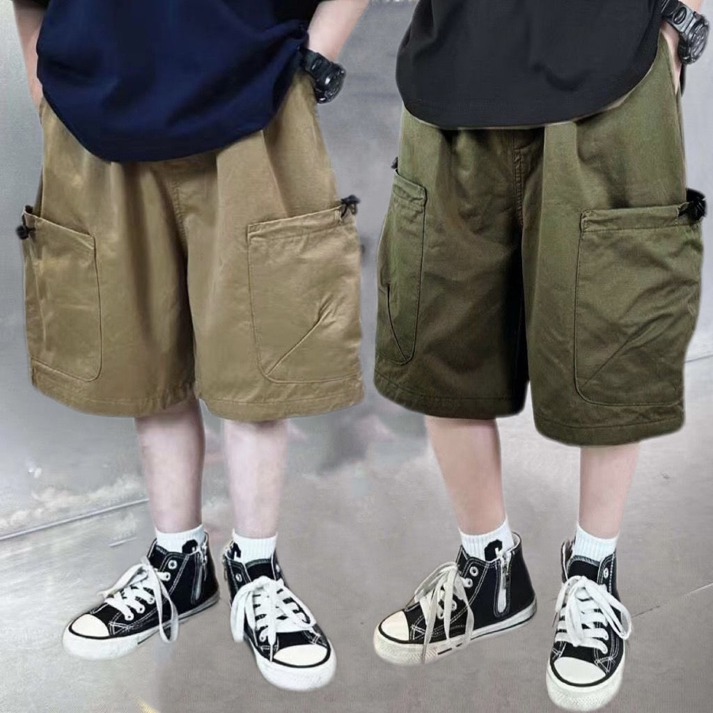 P summer new boys tooling pure cotton shorts thin boys five-point pants middle pants wearing foreign trend