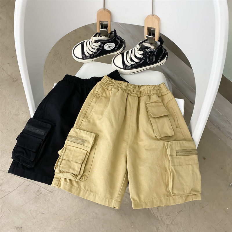 P boys shorts summer cotton overalls new handsome boys middle pants children's baby loose thin five-point pants
