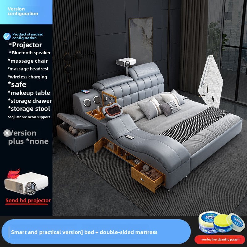 A tatami bed massage, leather bed 1.8 meters multifunctional wedding bed storage soft bed modern simple master bedroom double bed