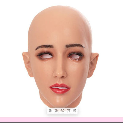 A art face silicone headgear full face cos simulation male to beautiful woman boss CD cross-dressing fake girl head makeup mask