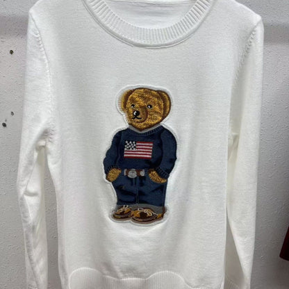 P Embroidered Cartoon Crew Neck Top
