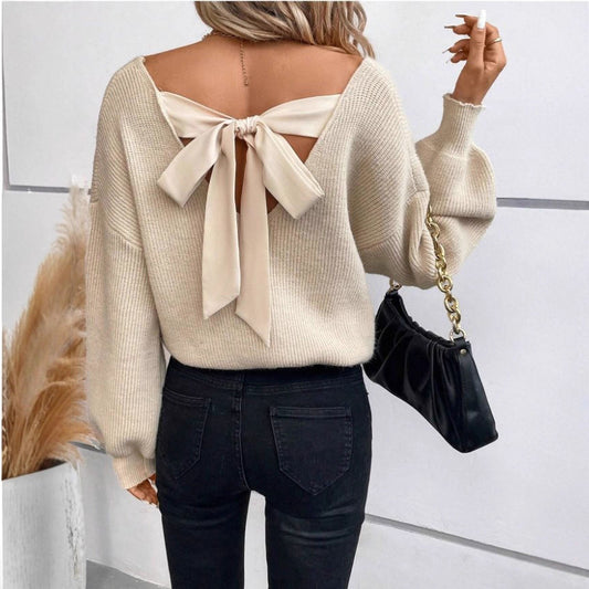 P V-neck solid color sweater