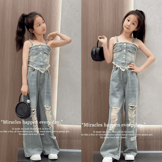 P summer denim suit