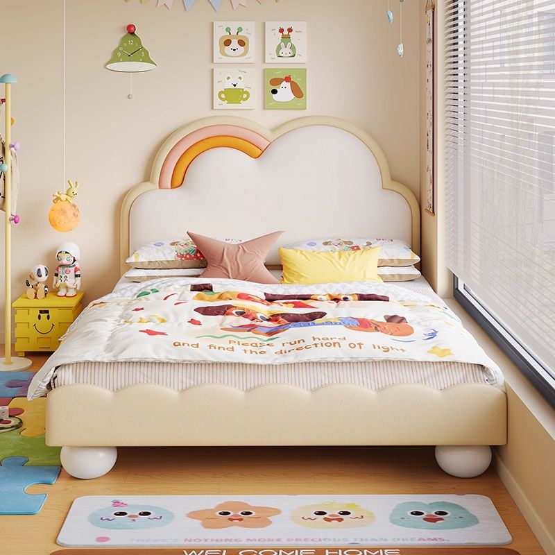 P rainbow bed boys and girls princess leather bed bedroom modern simple drawer storage small apartment children's room single bed