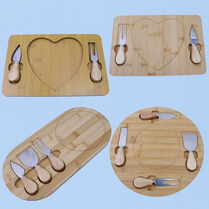 P stainless steel simple bamboo cheese cheese butter knife board set western food cut fruit with knife cutting board
